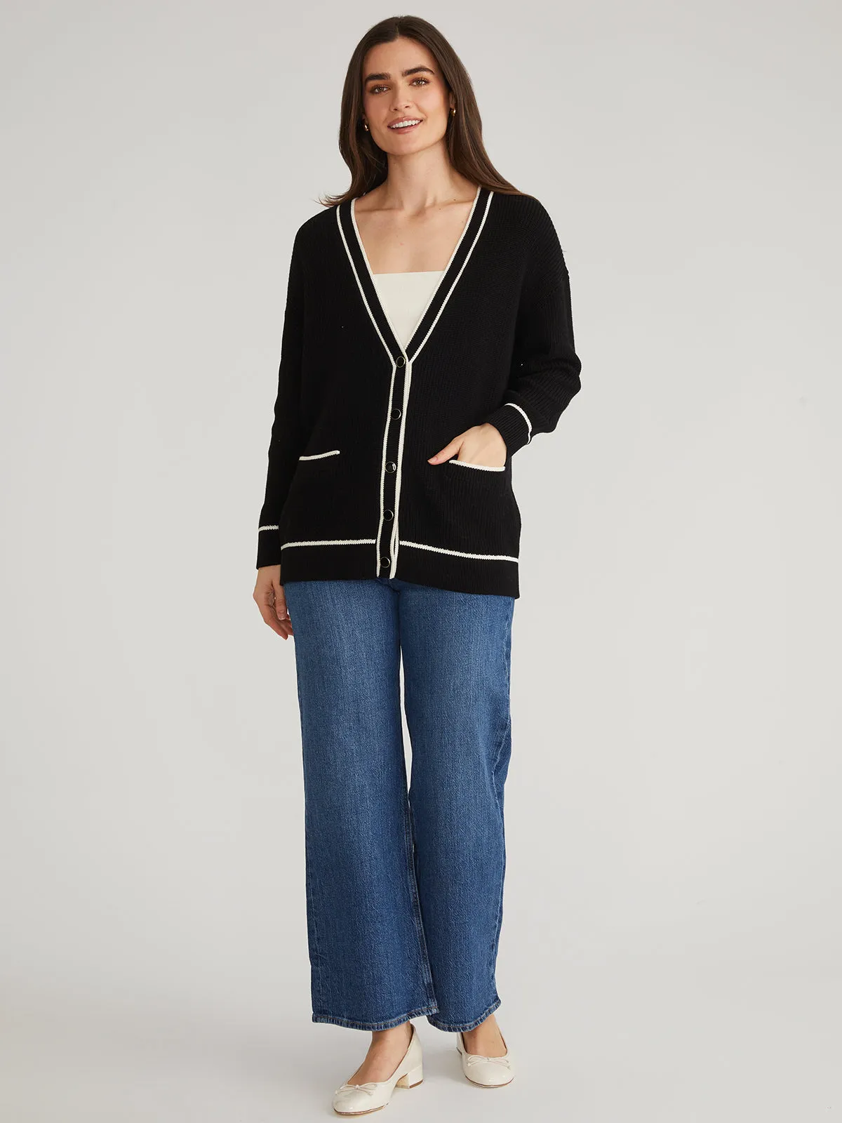 Emma: Tipped Oversized Cardigan