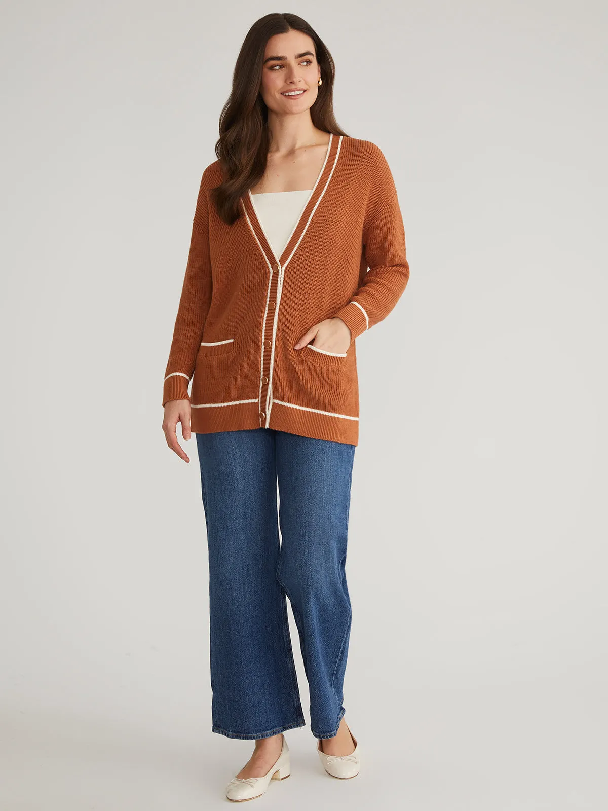 Emma: Tipped Oversized Cardigan