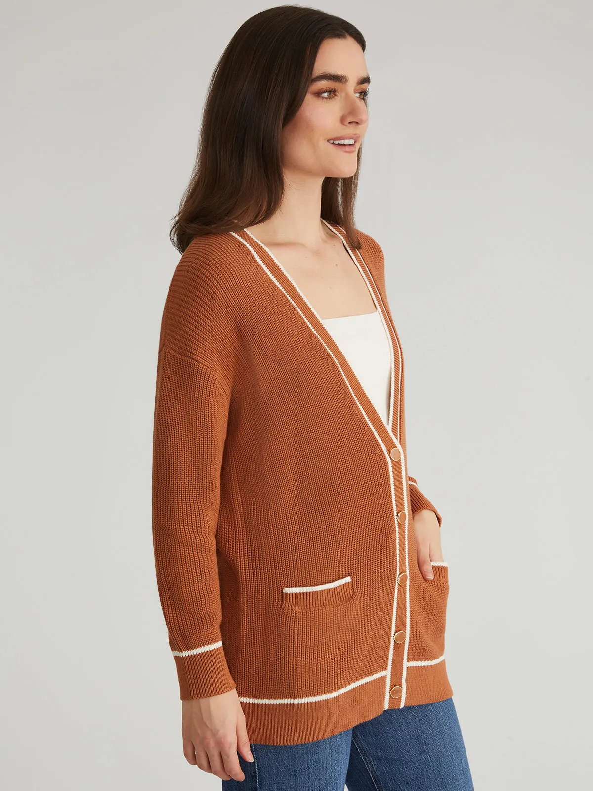 Emma: Tipped Oversized Cardigan