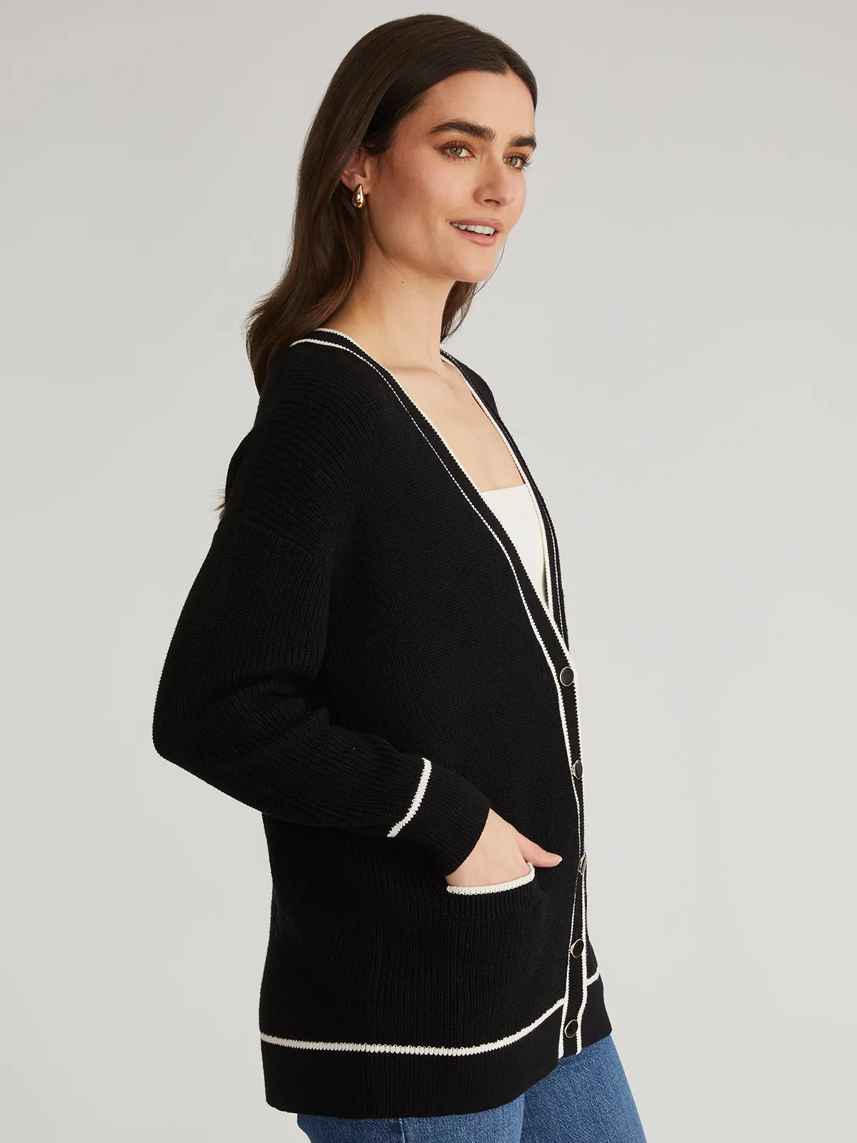 Emma: Tipped Oversized Cardigan