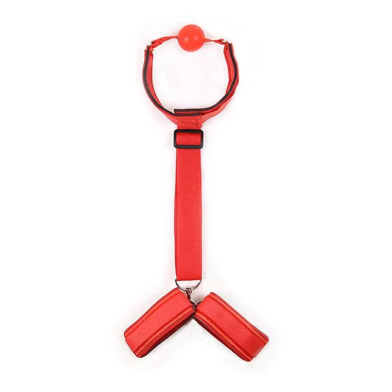 Fetish Bondage Mouth Gag Breathable Ball Gag Slave Sub With Detachable Wrist Cuffs