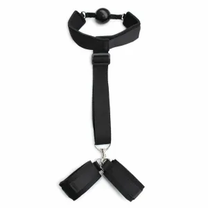 Fetish Bondage Mouth Gag Breathable Ball Gag Slave Sub With Detachable Wrist Cuffs