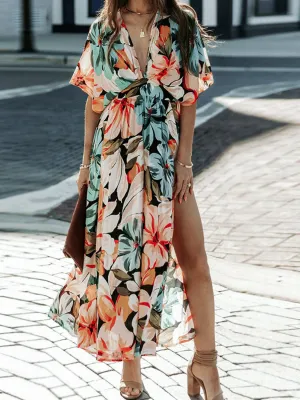 Floral Half Sleeve Dress Classic & Elegant Everyday Style Dress Timeless Dress For Summer