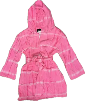 FLOWERS BY ZOE- Bath Robe Neon Pink Lines Tiedye