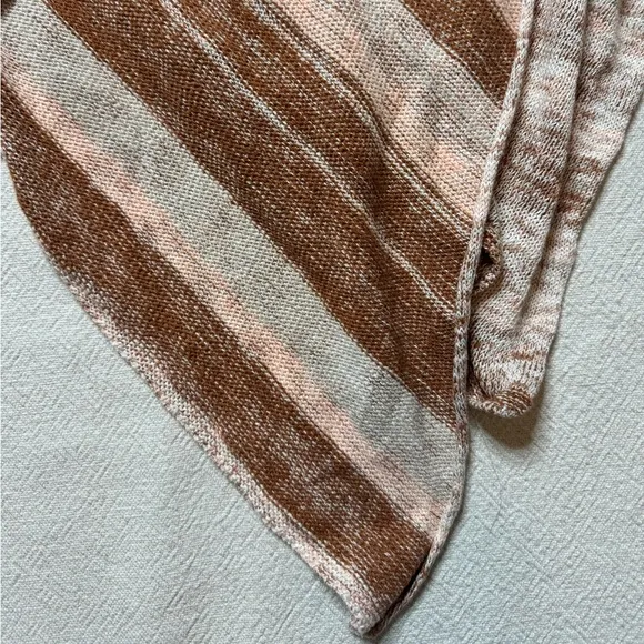 Free People Big Trail Linen Poncho Sunset Mauve Rust Brown Striped Cardigan M