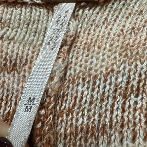 Free People Big Trail Linen Poncho Sunset Mauve Rust Brown Striped Cardigan M