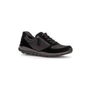 Gabor Fantastic- Gabor Rolling Soft Lace trainer with Double Zip in Black