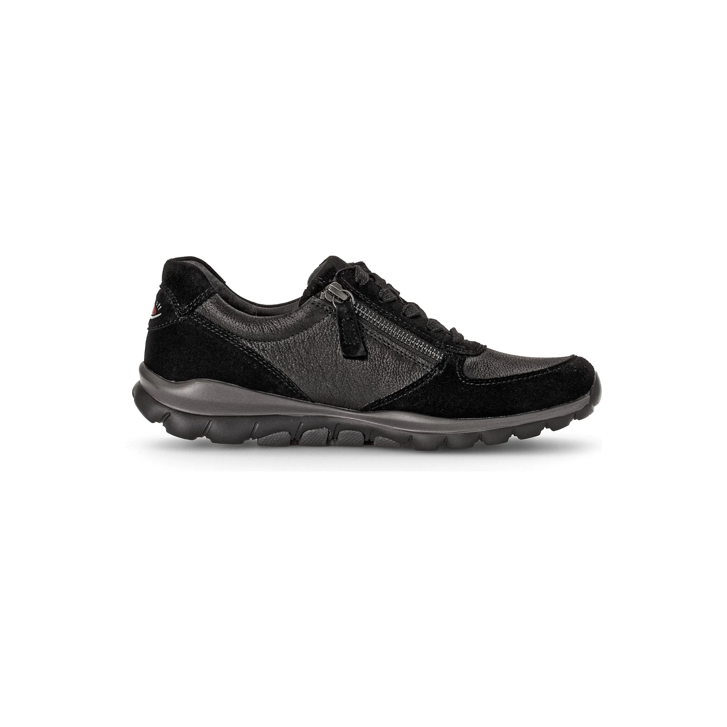 Gabor Fantastic- Gabor Rolling Soft Lace trainer with Double Zip in Black