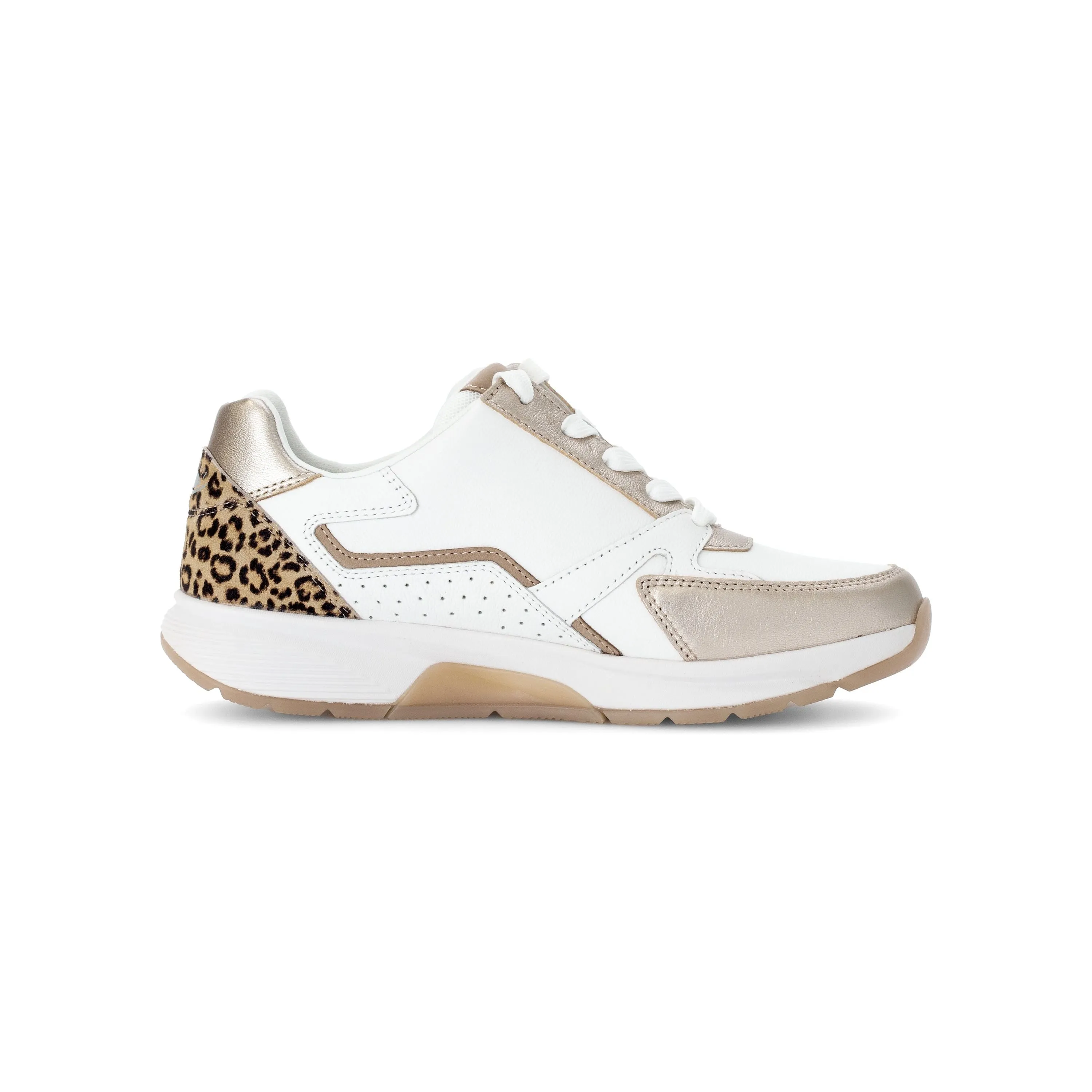 Gabor Rolling Soft Adora - Ladies Lace with Zip Trainer in White/Gold