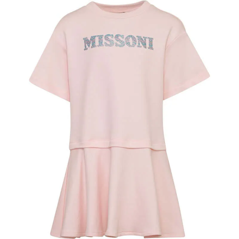 Girls Silver Logo Cotton Jersey Dress