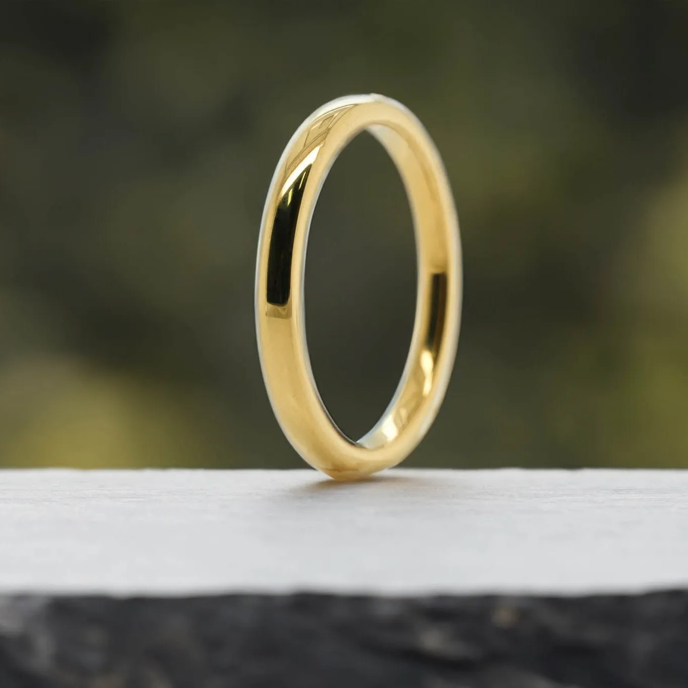High Polished Yellow Gold - 2mm
