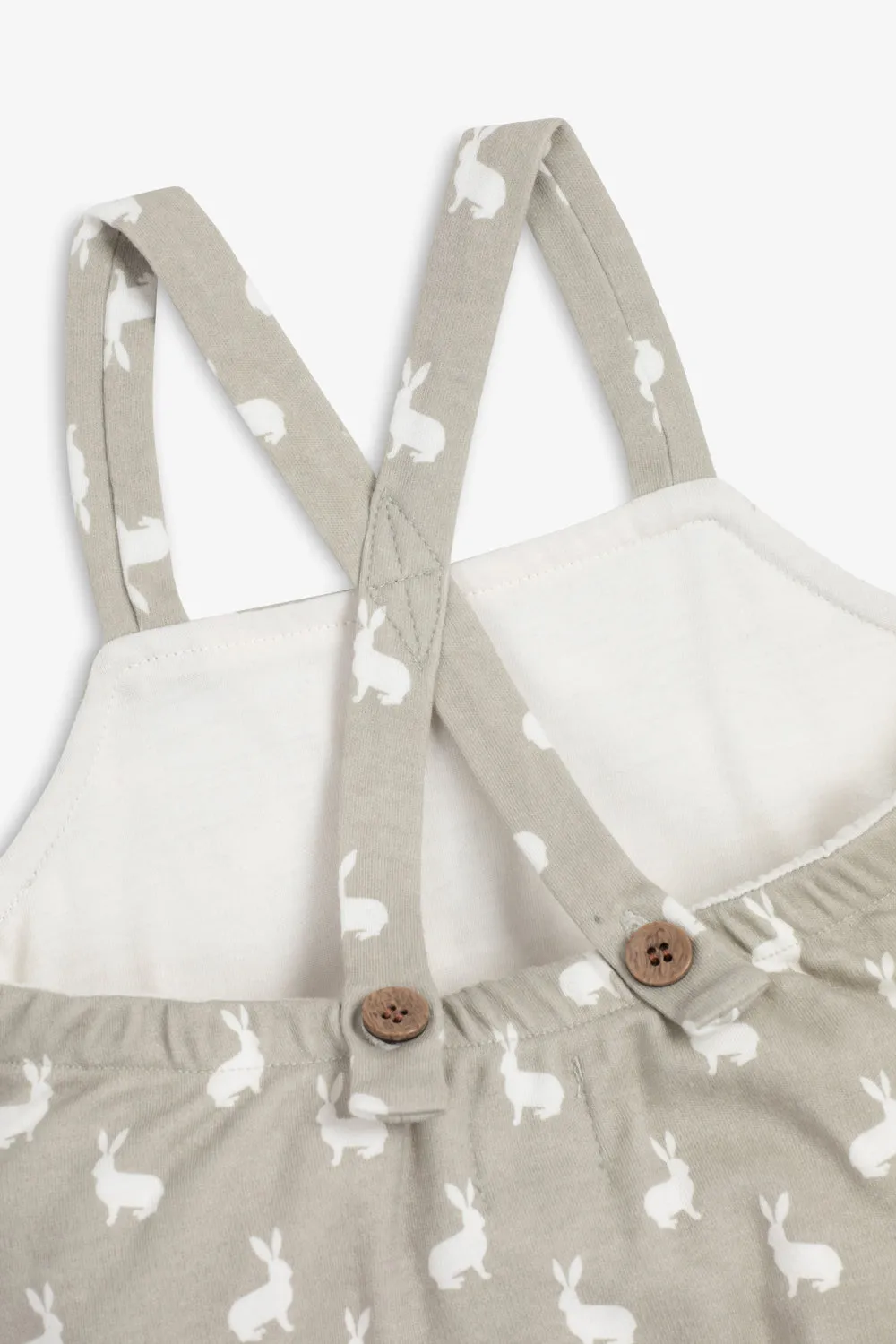 Jersey Dungaree, fawn hare print