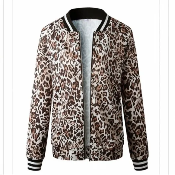 Kameakay Leopard Print Bomber Jacket
