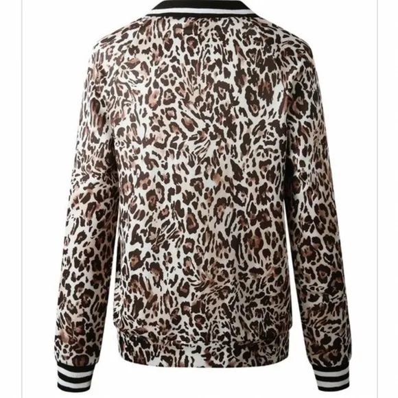 Kameakay Leopard Print Bomber Jacket