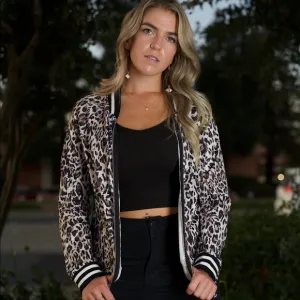 Kameakay Leopard Print Bomber Jacket