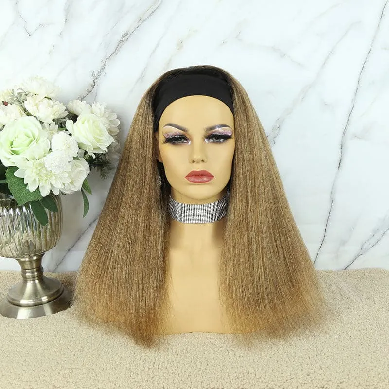 Karen Honey Blonde Yaki Straight Human Hair Headband Wig