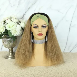 Karen Honey Blonde Yaki Straight Human Hair Headband Wig