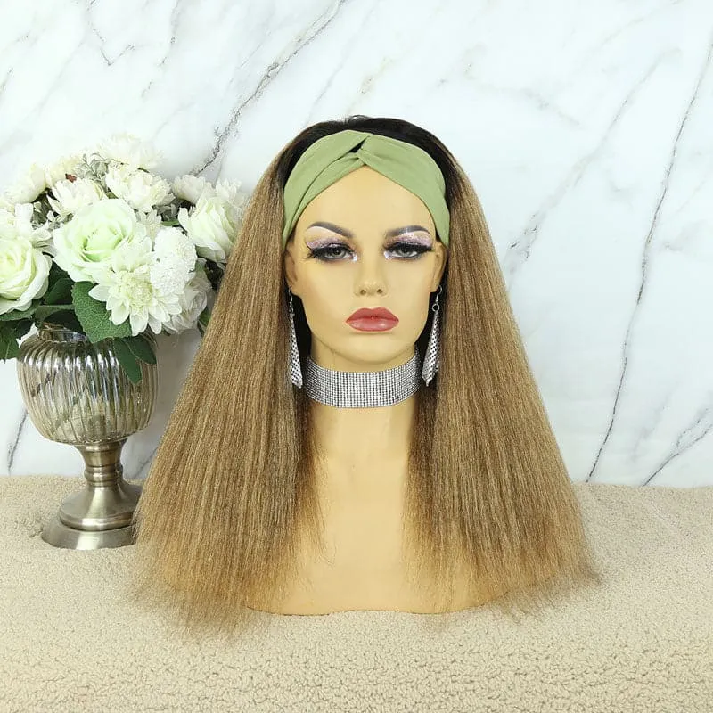 Karen Honey Blonde Yaki Straight Human Hair Headband Wig