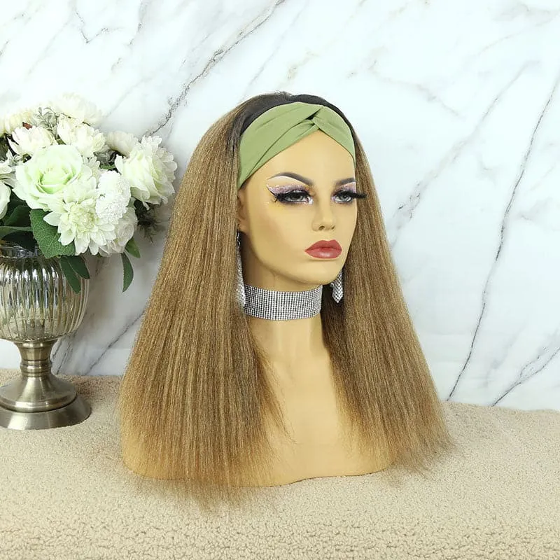 Karen Honey Blonde Yaki Straight Human Hair Headband Wig