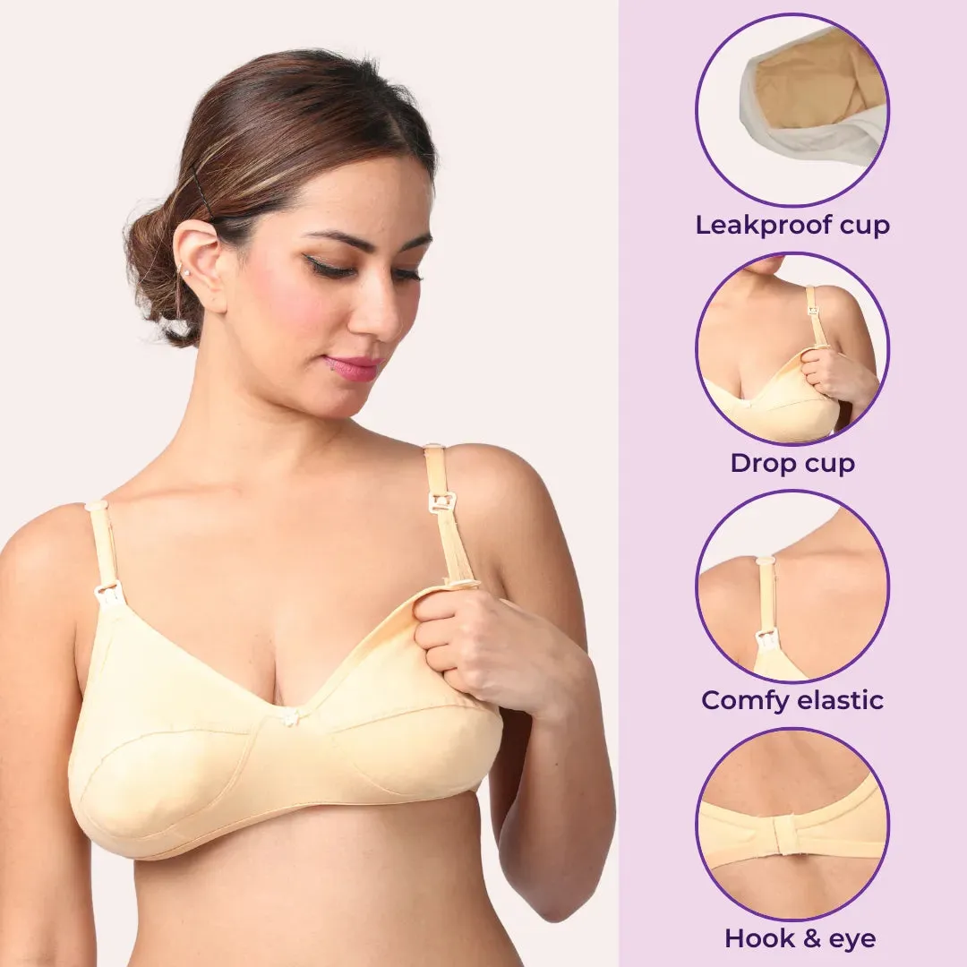 Leakproof Nursing Bra | Breathable Cups | Adjustable Straps | 3-Pack