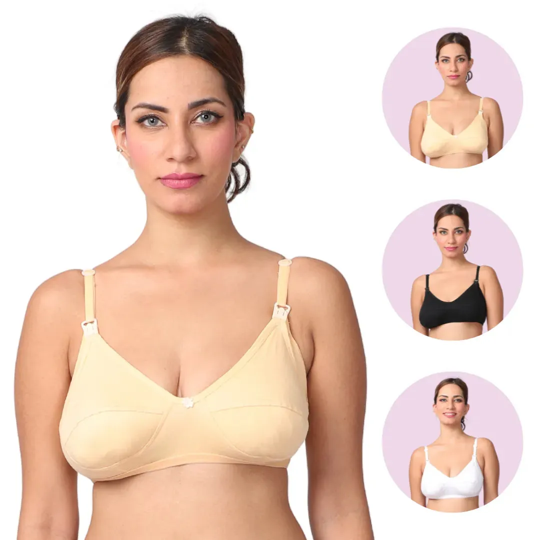 Leakproof Nursing Bra | Breathable Cups | Adjustable Straps | 3-Pack