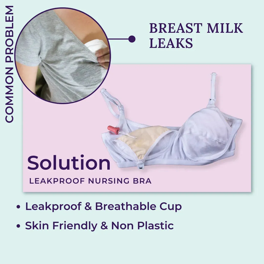 Leakproof Nursing Bra | Breathable Cups | Adjustable Straps | 3-Pack