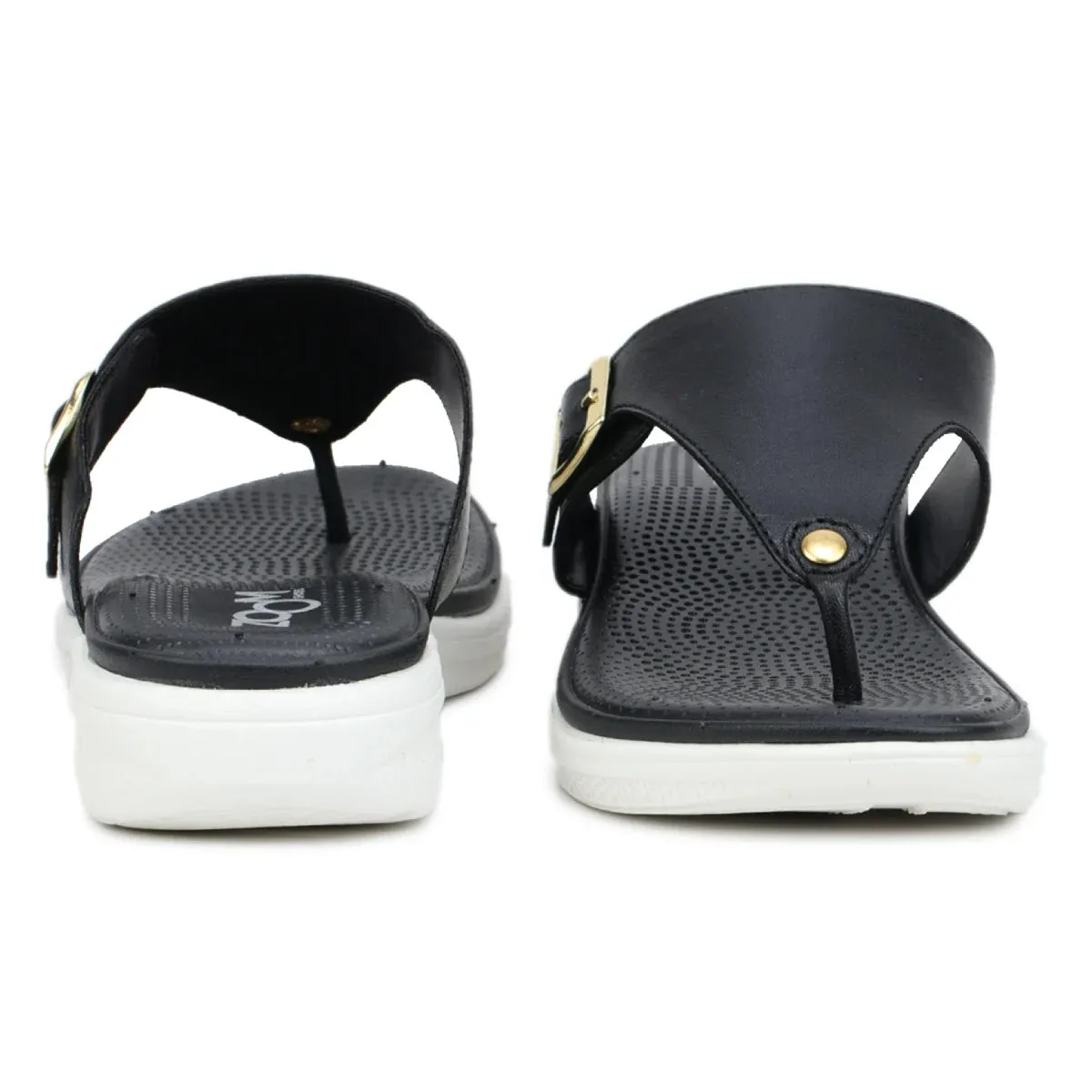 Leather Slippers For Women 7525 – V-Toe Monk Strap Flats with Cushioned Insole
