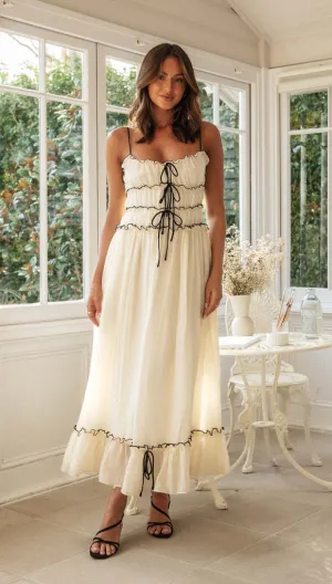 Lena | Strappy Long Beach Dress - Summer Maxi Dress with Front Bow Detail