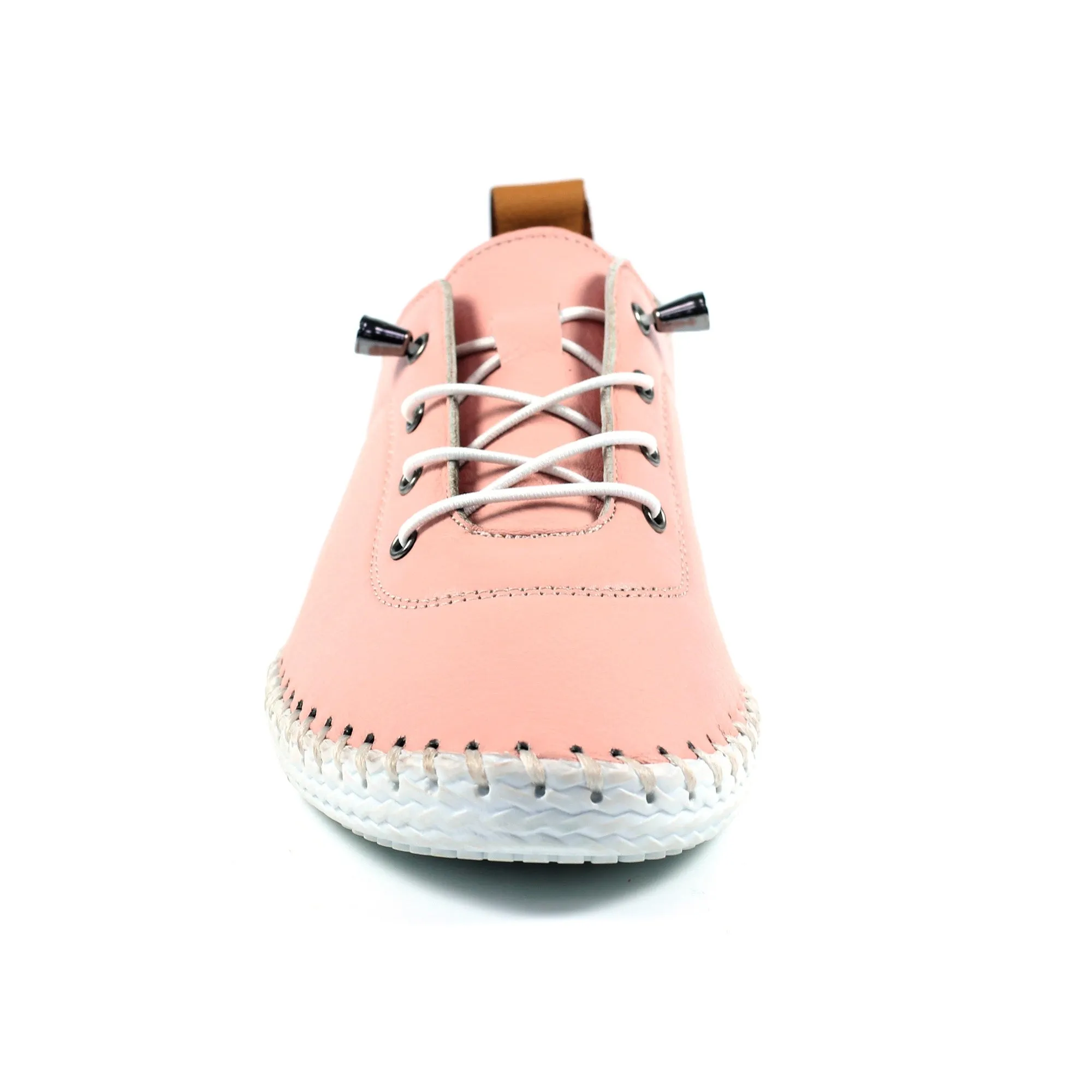 Lunar St Ives pink Leather Plimsols