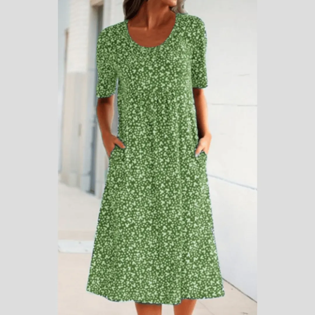 Maribelle | Effortless Floral Midi Dress - Covers upper arms & tummy