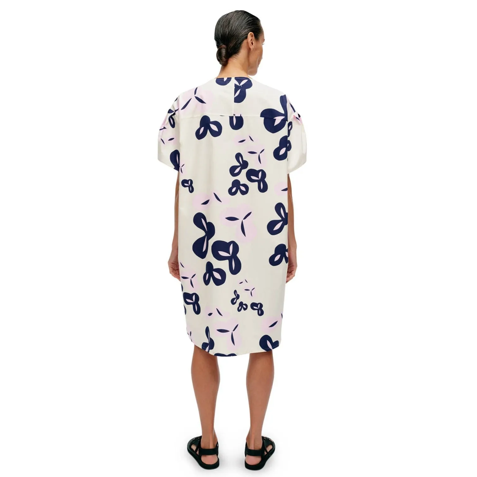 Marimekko Avomeri Poiminto Cotton Dress, Off White, Light Pink & Navy