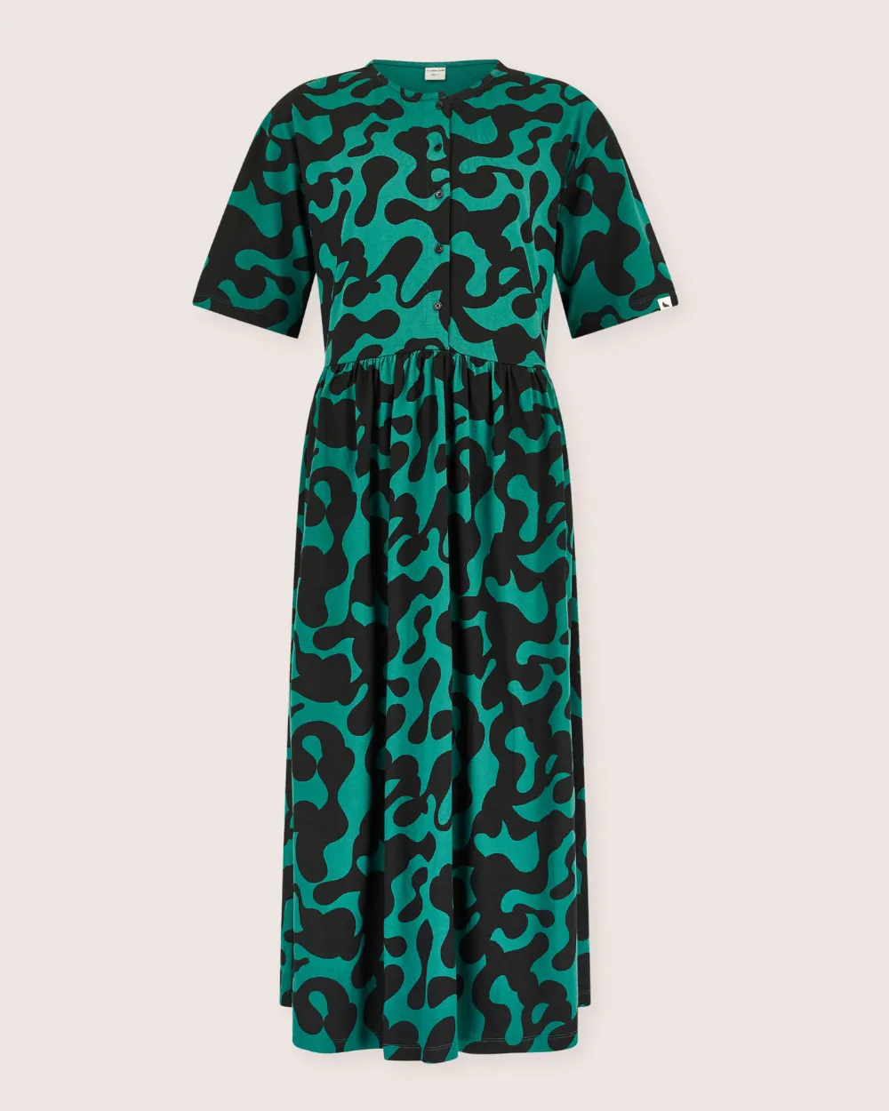 Matilda Green Abstract Swirl Print Midi Dress