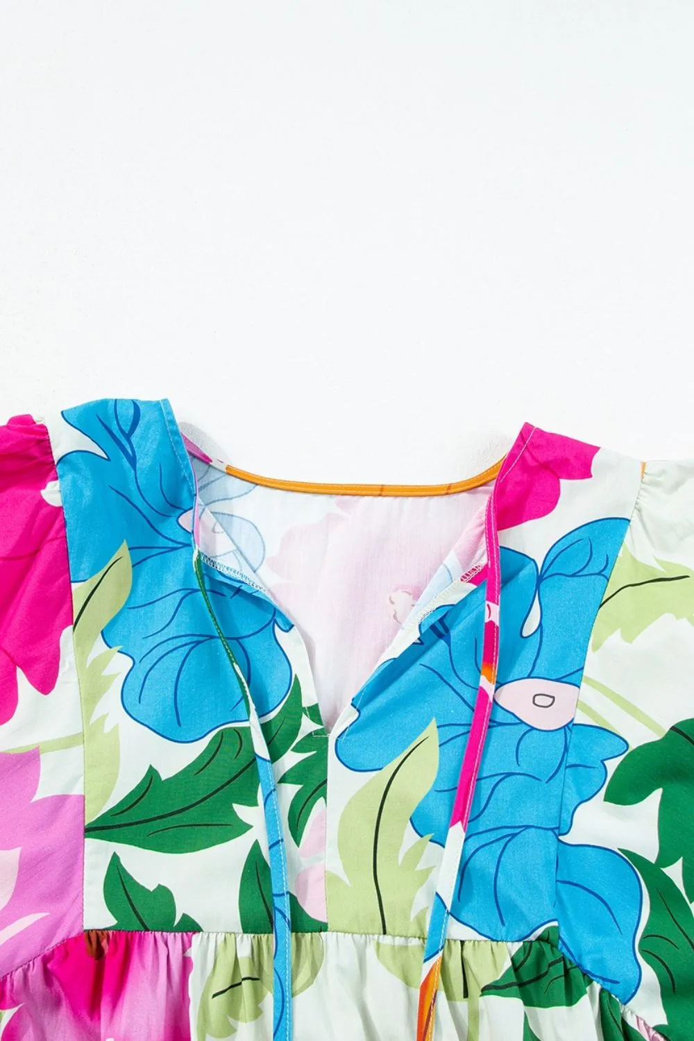 Modern Floral Print Tie Neck Dress Elegant & Timeless Colorful Dress