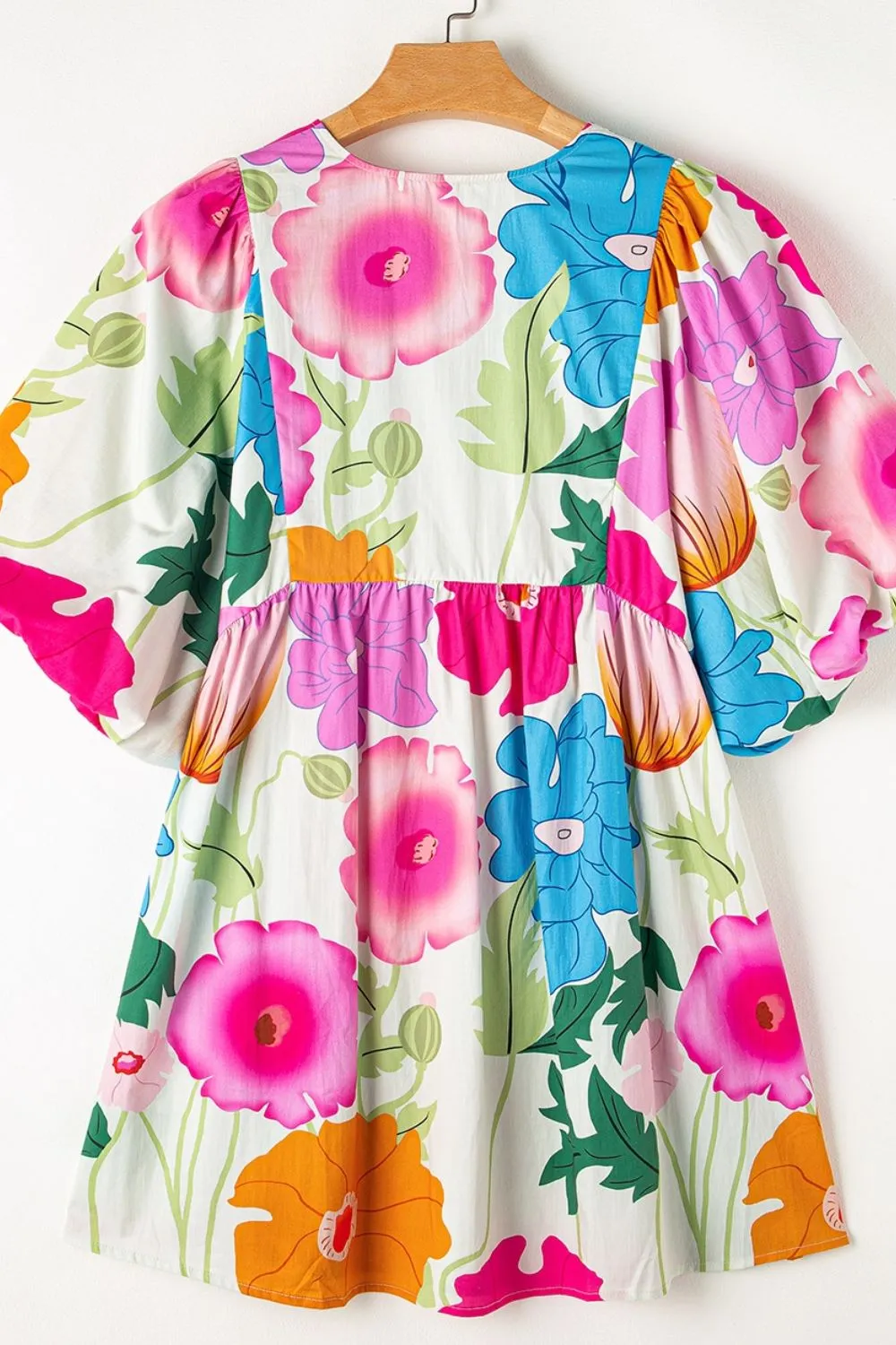 Modern Floral Print Tie Neck Dress Elegant & Timeless Colorful Dress