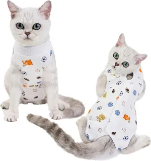NEW Lismyakey Cat Surgery Recovery Suit for Surgical Abdominal Wounds Home Indoor Pet Clothing E-Collar Alternative for Cats After Surgery Pajama Suit (L, White)