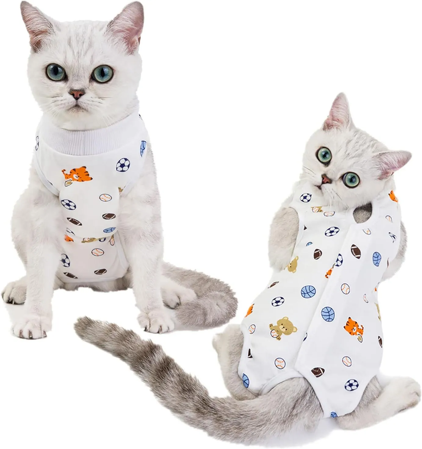 NEW Lismyakey Cat Surgery Recovery Suit for Surgical Abdominal Wounds Home Indoor Pet Clothing E-Collar Alternative for Cats After Surgery Pajama Suit (L, White)