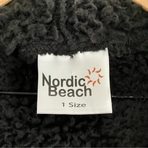 Nordic Beach Cardigan Soft Fluffy Hooded Wrap One Size Black