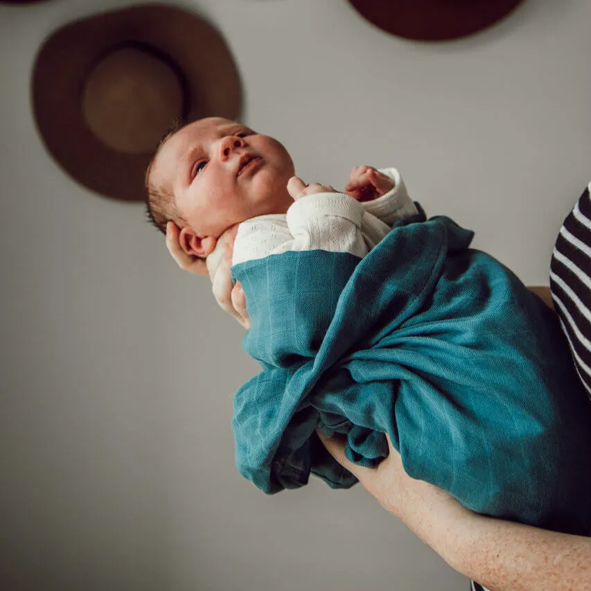 Organic Muslin Wrap - Azure