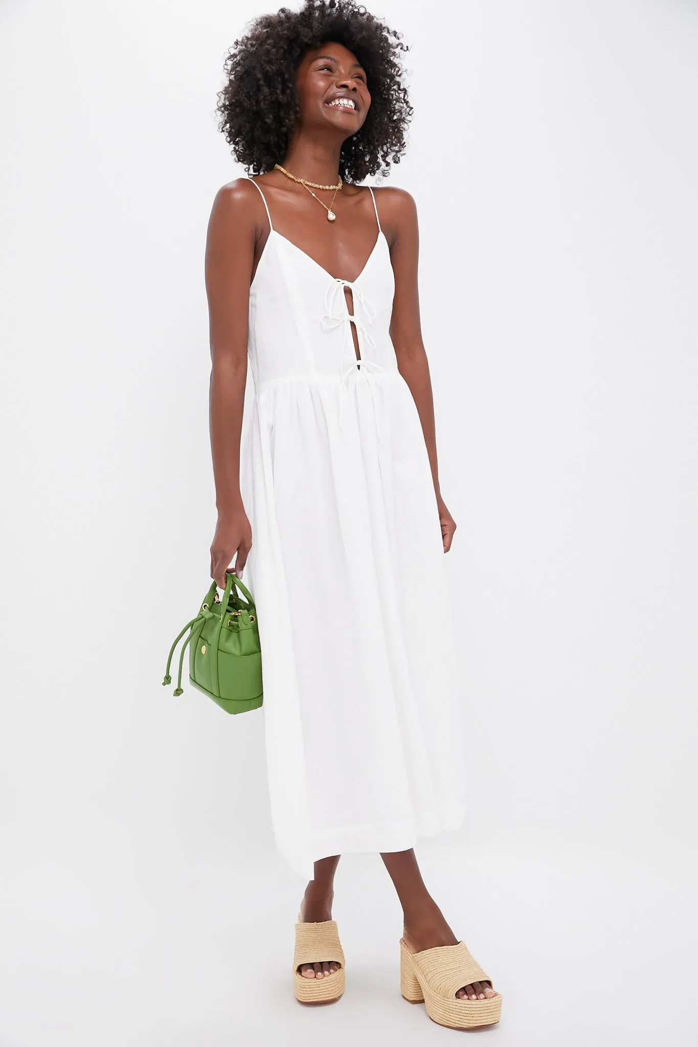 Pearl Zora Solid Tie Tank Dress