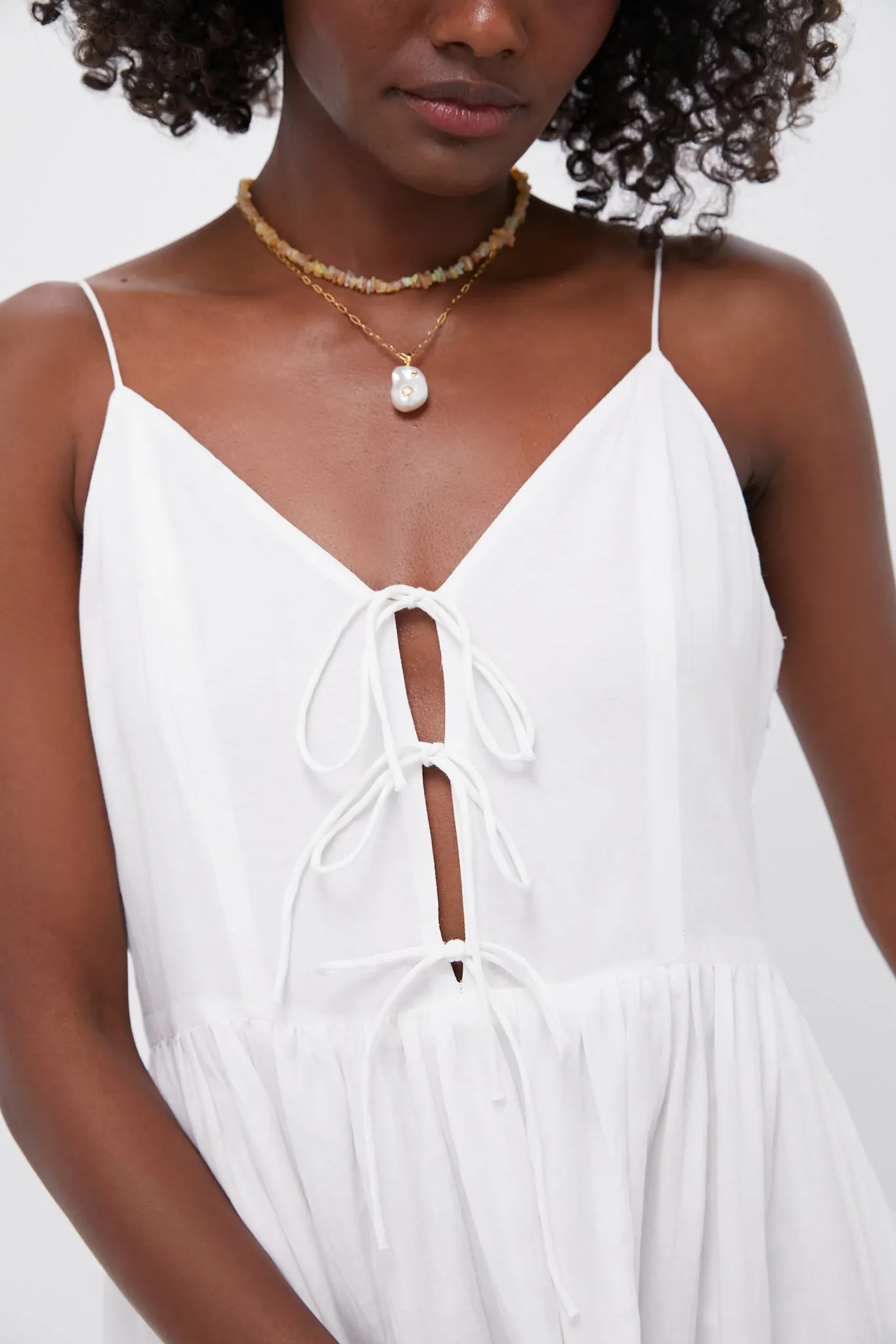 Pearl Zora Solid Tie Tank Dress