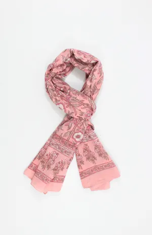 Pink Handmade Block Print Cotton Scarf/Sarong