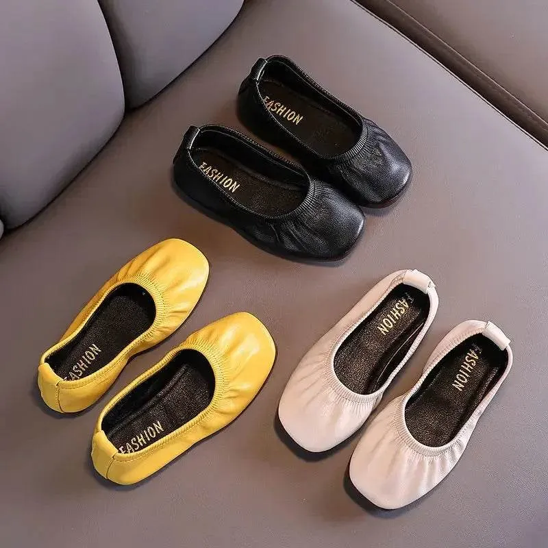 Princess Girls Flat Shoes Breathable Soft PU Leather Dress Shoes for Party Ballet Dance Slip-on Overshoes Casual Moccasin F12282