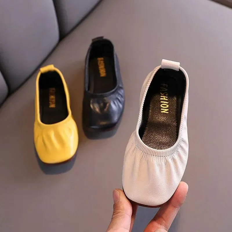 Princess Girls Flat Shoes Breathable Soft PU Leather Dress Shoes for Party Ballet Dance Slip-on Overshoes Casual Moccasin F12282