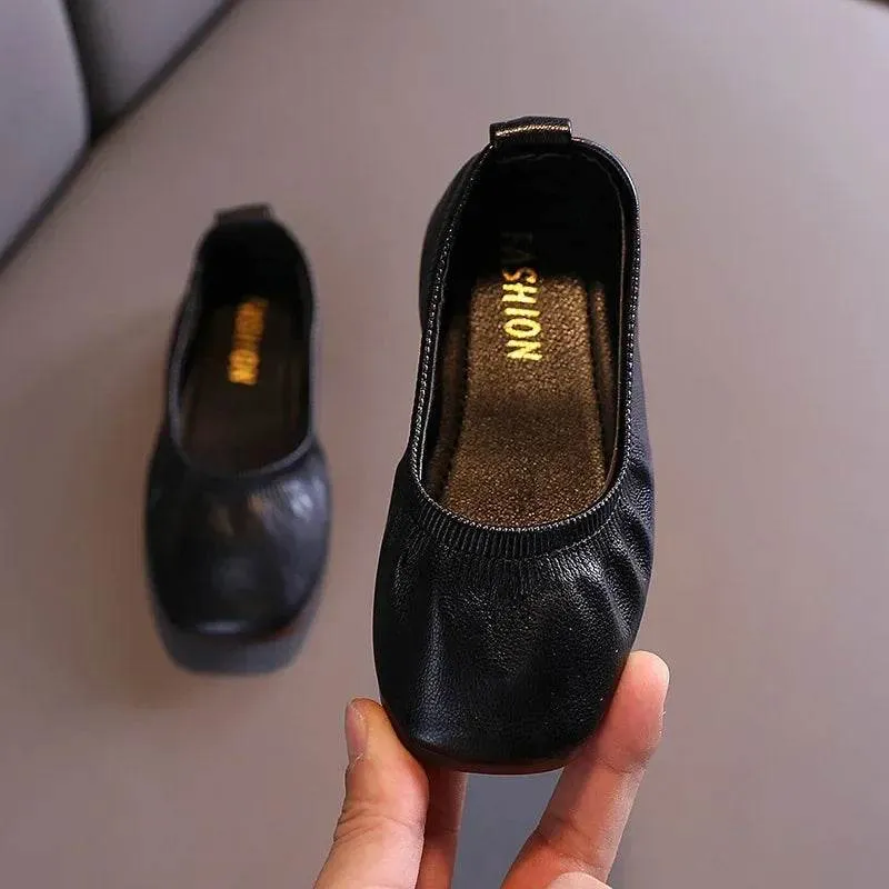 Princess Girls Flat Shoes Breathable Soft PU Leather Dress Shoes for Party Ballet Dance Slip-on Overshoes Casual Moccasin F12282