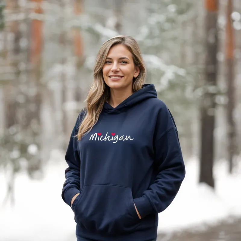 "I Love Michigan" Relaxed Fit Classic Unisex Hoodie