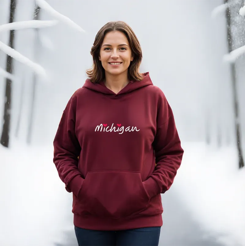 "I Love Michigan" Relaxed Fit Classic Unisex Hoodie