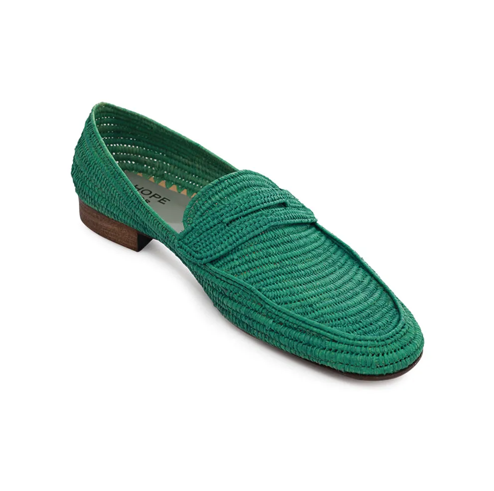 Raffia Penny Moc - Jade