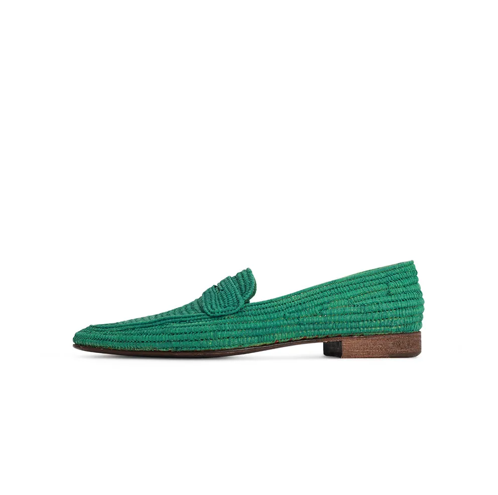 Raffia Penny Moc - Jade