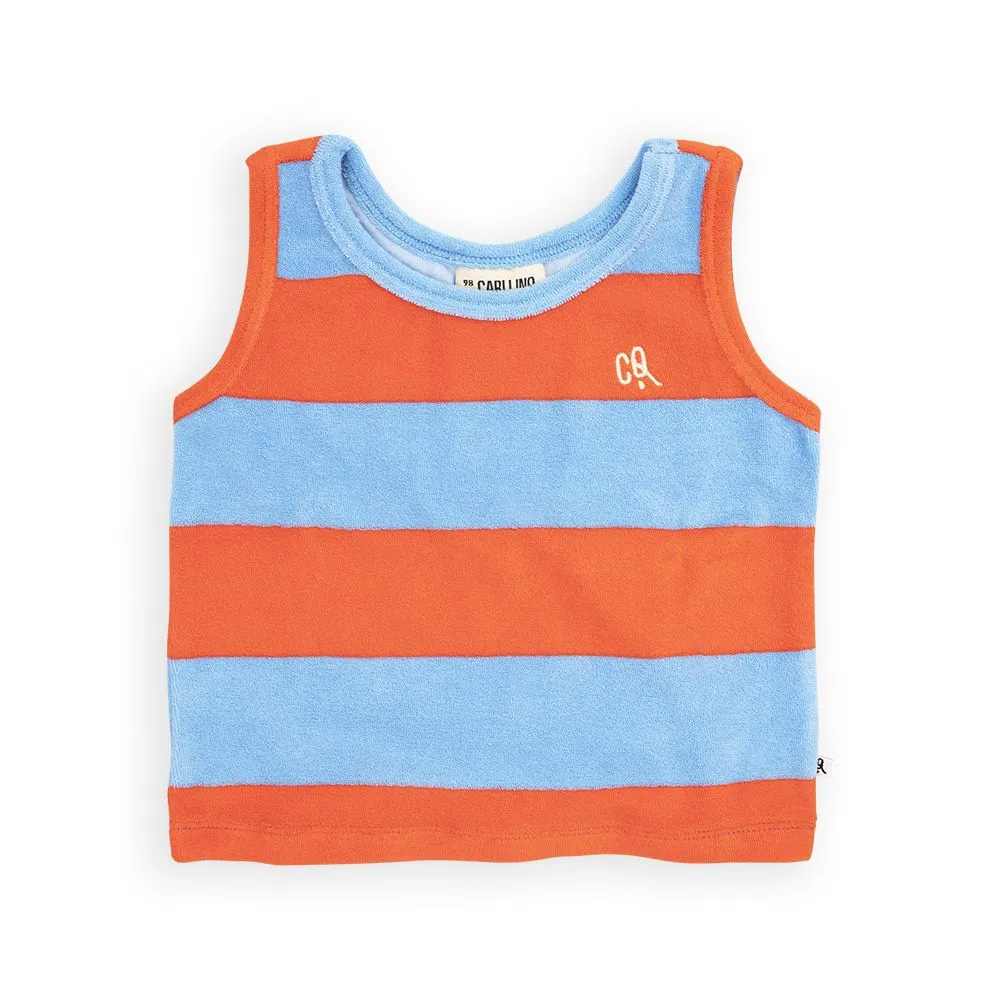 Red / Blue Stripes Terry Tank Top
