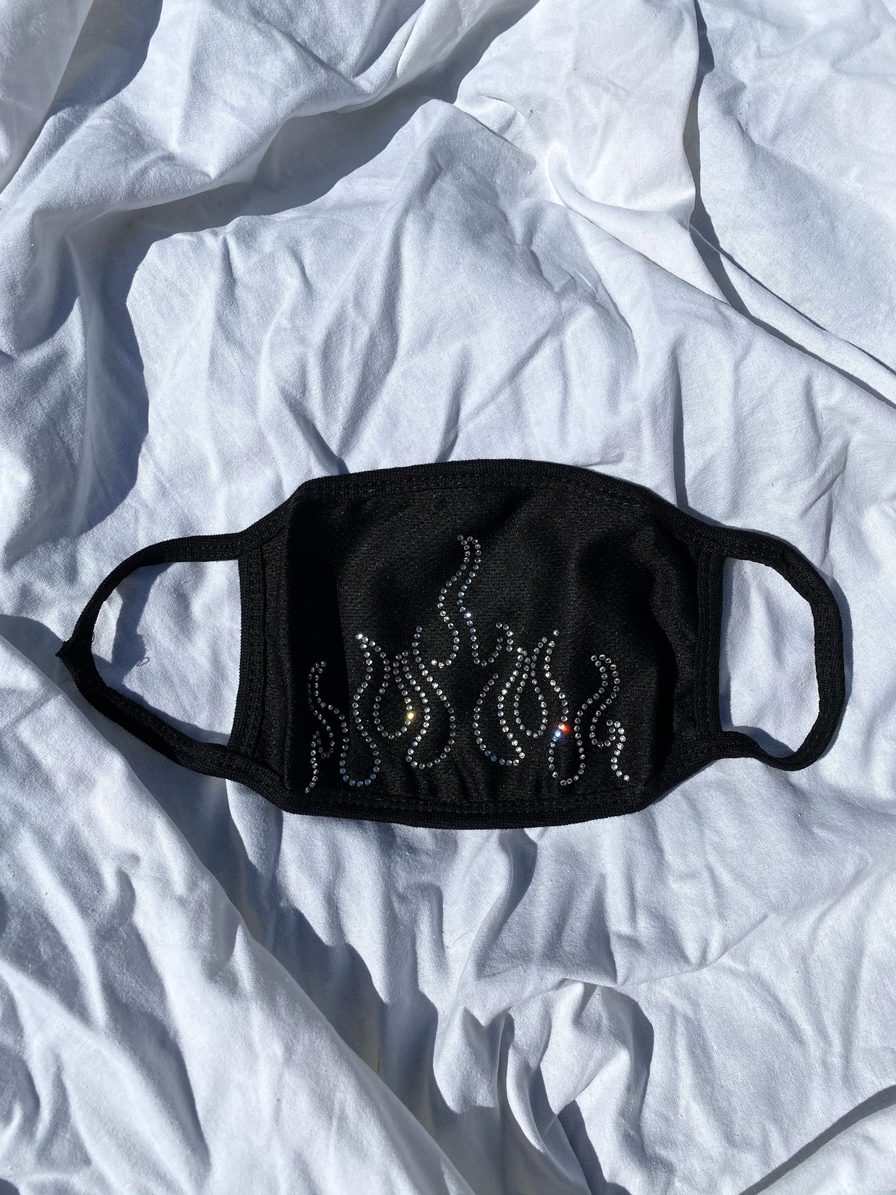 Rhinestone Flame Mask